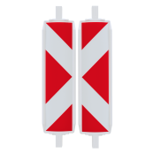 Plastic traffic panel type 60W | film RA2/C, arrowed | on both sides indicating right / left | red / white